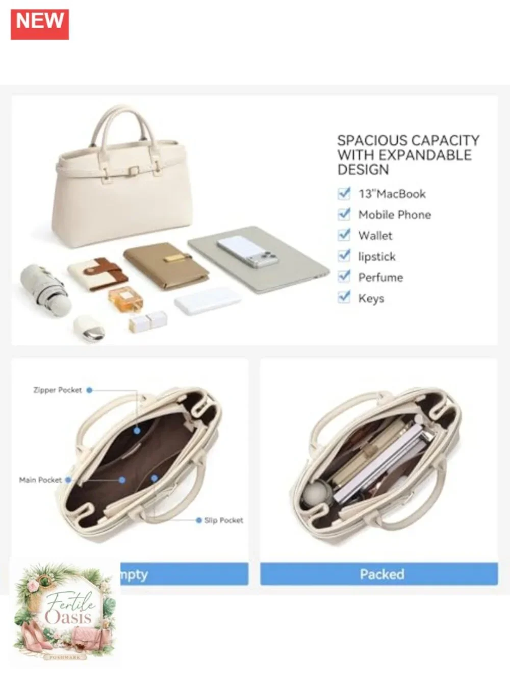 Vegan Leather Satchel Bag Women Structured Work Tote Handbag Removable Strap
